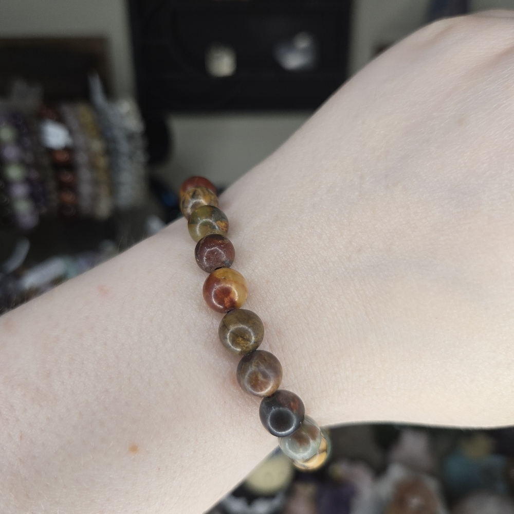 Colorful Picasso Jasper Crystal Beaded Bracelet